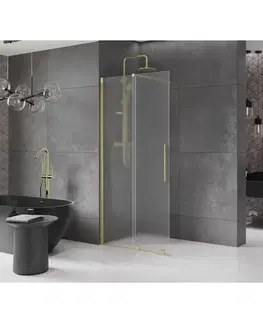 Sprchové dvere MEXEN/S - Velar Sprchová zástena posuvná Walk-in 110 x 200, dekor 8 mm, zlato kefovaná 871-110-000-33-55