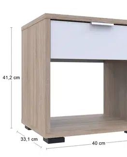 Nočné stolíky NABBI Nosen N2 nočný stolík dub sonoma / biela