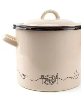 Hrnce Kinekus Hrniec smaltovaný s pokrievkou, 25cm/10L, dekor Linea