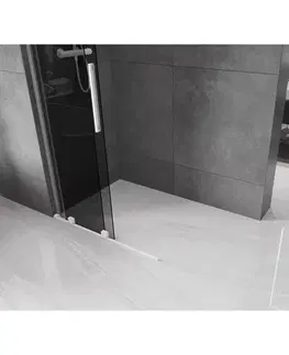 Sprchové dvere MEXEN/S - Velar L Sprchová zástena posuvná Walk-in 120 x 200, grafit 8 mm, biela 871-120-003-43-20