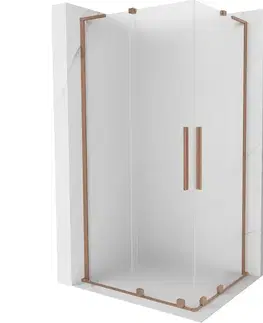 Sprchovacie kúty MEXEN/S - Velar L Duo sprchovací kút, posuvné dvere 90 x 80, dekor, meď kartáčovaná 871-090-080-02-33-65