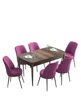 Jedálenské sety Extendable Dining Table & Chairs Set (7 Pieces) Han - Baroque, Purple