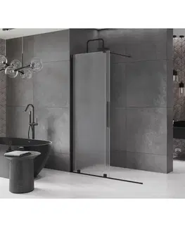Sprchové dvere MEXEN/S - Velar Sprchová zástena posuvná Walk-in 150 x 200, dekor 8 mm, čierna 871-150-000-33-70