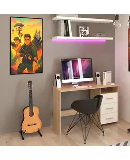 Písacie a pracovné stoly KONDELA Laristote New L/P univerzálny pc stolík dub sonoma / biela