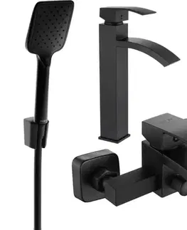 Kúpeľňové batérie MEXEN/S - Libra R62 Set umývadlovej a vaňovej batérie s príslušenstvom, čierna 745113R62-70