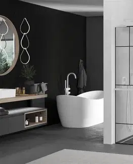 Sprchové dvere MEXEN/S - Kioto+ L Sprchová zástena WALK-IN s poličkou a držiakom uterákov 100 x 200, čierny vzor, biela 800-100-123-20-78