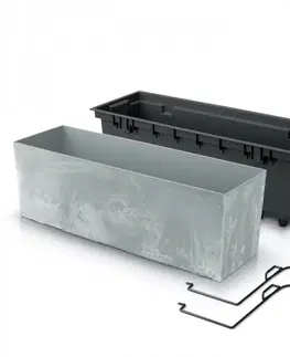 Kvetináče a truhlíky NABBI DUC600EW plastový balkónový kvetináč 58 cm sivý betón