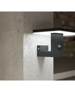 Záhradné lampy Panlux Vonkajšie nástenné LED svietidlo s PIR senzorom Bari NS, antracit, 10 W