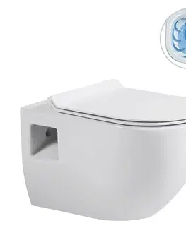 Záchody CERANO - Kompletný WC set Basic/Dure - biela lesklá - WC tlačidlo Maxio/Strieborná - závesné - predstenová inštalácia - 51x35 CER-8050BD85896