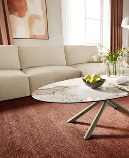 Konferenčné stolíky DELIFE Konferenčný stolík Edge oválny 140x80 cm keramika Minas Melange Sarity kov efektový povrch titán