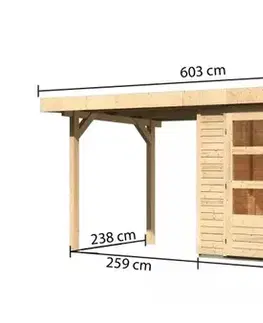s prístreškom Drevený záhradný domček RETOLA 4 Lanitplast