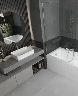 Sprchové dvere MEXEN/S - Cubik obdĺžniková vaňa 160 x 70 cm s panelom + vaňová zástena 100, transparent, chróm 550316070X9510000001