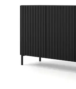 Komody ArtBm Komoda WAVE 200 | 4D Prevedenie: Čierny mat / zlaté nohy