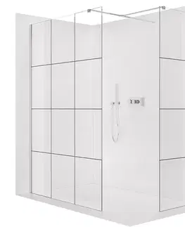 Sprchovacie kúty CERANO - Sprchová zástěna Walk-in Onyx T L/P - 8 mm - hranatá vzpěra - chrom, industriální sklo - 160x160x200  CER-8050BD2736