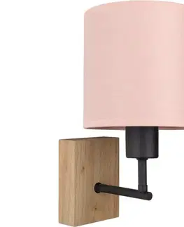 Svietidlá BRILAGI - Nástenné svietidlo BOBO WOOD 1xE27/25W/230V dub/čierna/ružová BG1561+BG5582