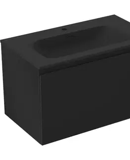 Kúpeľňový nábytok MEXEN/S - Orio kúpeľňová skrinka 80 cm s umývadlom Vela, 1 šuplík, čierna mat 91A10-08047-1-BF71-W23M71