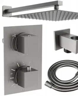 Kúpeľňové batérie MEXEN/S MEXEN/S - Cube DR02 podomietkový sprchový SET + slim sprcha 30, grafit 77502DR0230-66