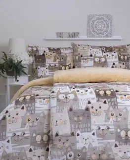 Obliečky MKLozkoviny.sk Francúzske obliečky mikroplyš Exclusive – Mačacia invázia - 220 × 200 cm - 70 x 90 cm