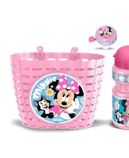 Príslušenstvo pre vozítka Cyklistická súprava Minnie (košík, fľaša, zvonček) - ružová