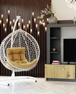 Obývacie steny LUXURY obývacia zostava, grafit / dub Artisan