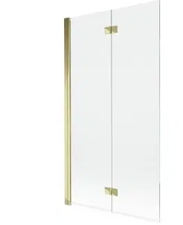 Sprchové dvere MEXEN - MIST vaňová zástena 100x150 cm 6mm 2-s, zlatá, číra, ľavá 8A9-100-002-50-00-L