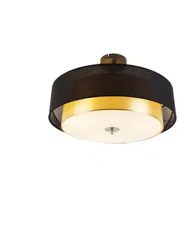 Stropné osvetlenie Moderné stropné svietidlo čierne so zlatom 50 cm 3-svetlo - Drum Duo