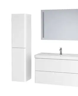 Kúpeľňový nábytok Mereo Siena, kúpeľňová skrinka 155 cm vysoká, L/P, biela lesk CN414LP