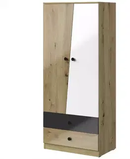 Šatníkové skrine Skriňa Nero 01  80 – Čierna Lesk