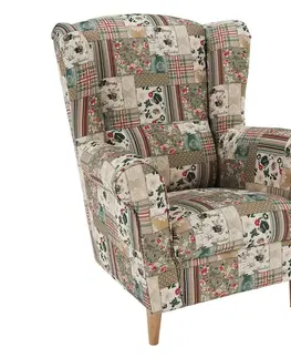 Kreslá KONDELA Charlot kreslo (ušiak) vzor patchwork Viorica 1