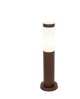 Zahradne stlpove lampy Stožiar vonkajšieho svietidla hrdzavohnedý s opálom 45 cm IP44 - Rox