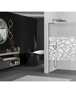 Sprchové dvere MEXEN/S - Kioto L Sprchová zástena WALK-IN 110 x 200, biely vzor, grafit kartáčovaná 800-110-103-66-85