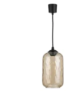 Svietidlá BRILAGI - LED závesný luster na lanku R GLASS 1xE27/60W/230V pr. 14 cm čierna/dymovo-hnedá NSTK7701+TK6439A