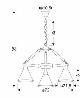 Stropná svetla Moderná závesná lampa Negru 3x40W E27 čierna farba do jedálne, obývačky