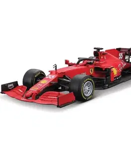 Vláčiky a autíčka BBurago Bburago 1:43 Ferrari Racing F1 SF21 55 (Carlos Sainz) with helmet - hard case