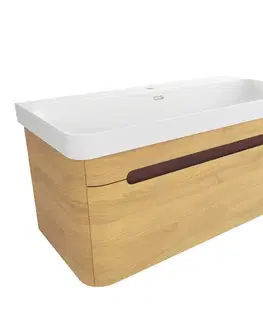 Kúpeľňový nábytok Kúpeľňová skrinka s umývadlom SAT Fusion 97,5x43x45 cm dub medový mat SATFUSION100DMMW SATFUSION100DMMW
