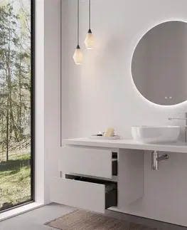 Kúpeľňový nábytok CERANO - Kúpeľňová skrinka Carole - biela matná + doska pod umývadlo Navira Pro - 36 mm + konzola chróm - 120x46x51,6 CER-606177