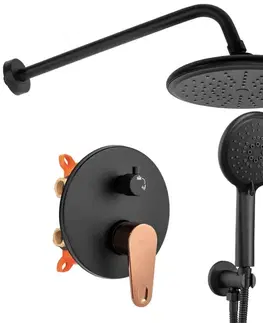 Kúpeľňové batérie REA REA - Sprchový set podomietkový MILD čierna/ružové zlato + BOX REA-P9143