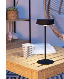 Lampy Eglo 75876-LED Solárne nabíjateľná stmievateľná stolová lampa SIMERI LED/3W/5V 1800mAh IP44 čierna 75876