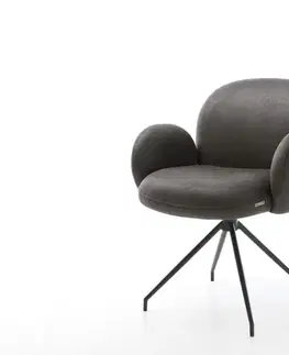 Jedálenské stoličky DELIFE Otočná jedálenská stolička Nube-Flex s opierkami mikrovlákno antracit vintage krížová podstava zúžená čierna otočná o 180° vrecková pružina