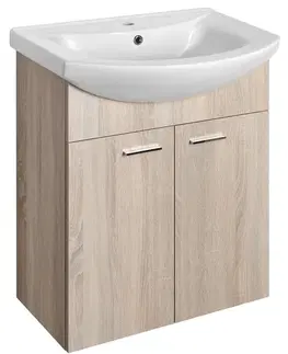 Kúpeľňový nábytok AQUALINE - ZOJA umývadlová skrinka 61,5x74x32,5cm, dub platin, 2x dvierka 51163