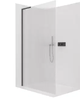 Sprchové dvere CERANO - Sprchová zástena Walk-in Onyx L-ľavá vzpera - 8 mm - čierna matná, ryhované sklo - 120x200 CER-8050BD770