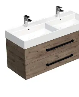 Kúpeľňový nábytok Kúpeľňová skrinka s čiernou úchytkou a umývadlom SAT Cube Way 120x53x46 cm dub Wellington mat CUBE46C1202DWSAT CUBE46C1202DWSAT