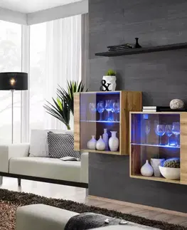 Komody do spálne Komoda+Polička Switch Sb III Led Wotan/Čierna