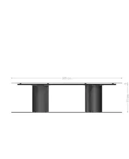 Jedálenské stoly DELIFE Jedálenský stôl Edge 300x100 keramika Laminam® Emperador Extra Lucidato tmavohnedá pilier kov efekt titán