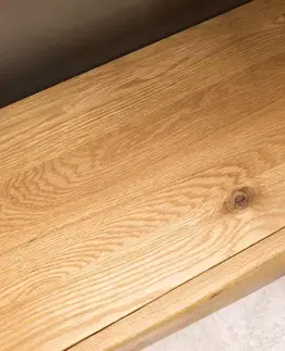 Televízne stolíky DELIFE TV stolík New Live-Edge 200 cm dub prírodný 4 dvierka kovová tenká podstava čierna