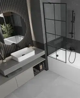 Sprchové dvere MEXEN/S - Cubik obdĺžniková vaňa 170 x 70 cm s panelom + vaňová zástena 70, čierna vzor 550317070X9507007077