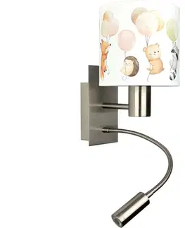 Svietidlá BRILAGI - LED flexibilná lampa BOBO 1xE27/25W/230V + LED/3W m. chróm/biela/zvieratká BG1556+BG5577