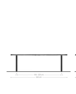 Jedálenské stoly DELIFE Jedálenský stôl Edge 260x100 akácia prírodná kov čierna Live-Edge