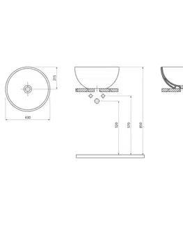 Umývadlá SAPHO - MOON keramické umývadlo na dosku vysoké, priemer 43cm, biela 3112-KL