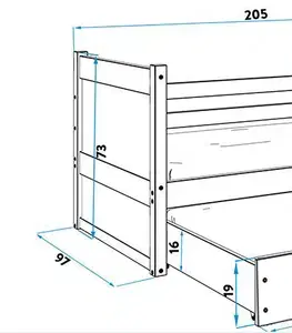 Postele BMS Detská posteľ s prístelkou RICO 2 | borovica 90 x 200 cm Farba: Sivá